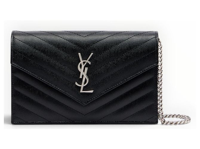 Borsa a catena Saint Laurent Monogram Chevron Nera Nero - vista 20