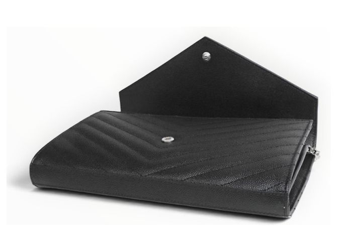 Borsa a catena Saint Laurent Monogram Chevron Nera Nero - vista 3