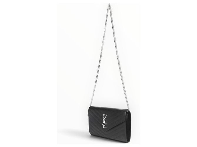 Borsa a catena Saint Laurent Monogram Chevron Nera Nero - vista 5