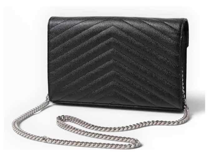 Borsa a catena Saint Laurent Monogram Chevron Nera Nero - vista 6