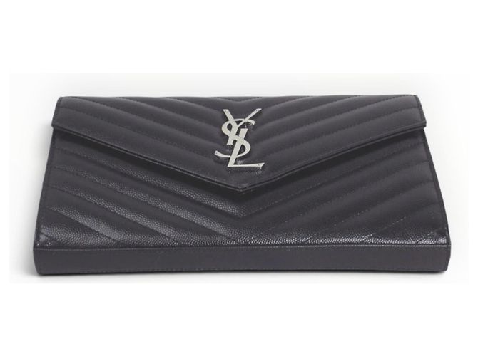 Borsa a catena Saint Laurent Monogram Chevron Nera Nero - vista 7