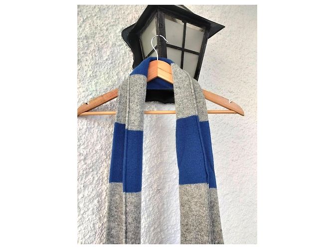 Sciarpa in lana Polo Ralph Lauren a righe blu e grigie Grigio - vista 2