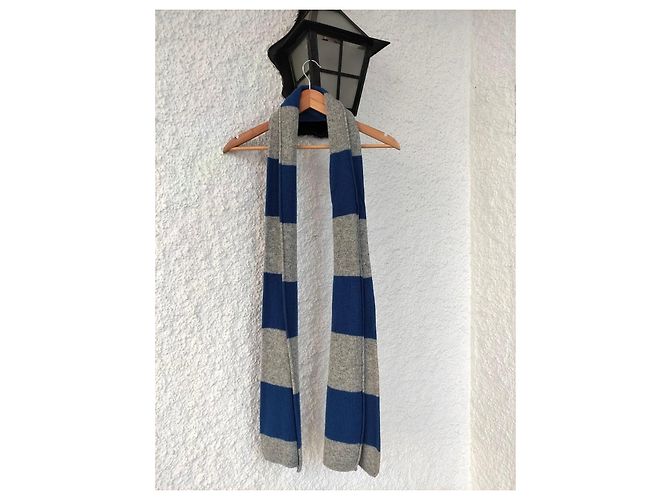 Sciarpa in lana Polo Ralph Lauren a righe blu e grigie Grigio - vista 3
