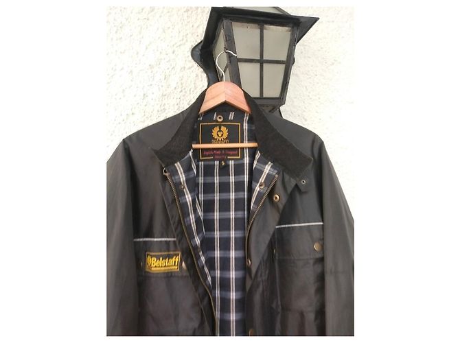 Belstaff Black Polyester Coat with Plaid Lining - view 2