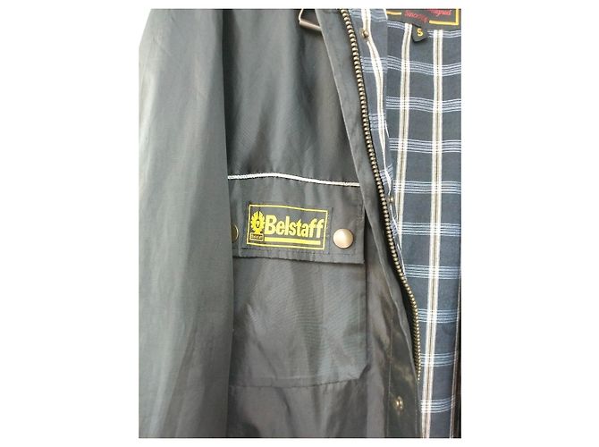 Belstaff Black Polyester Coat with Plaid Lining - view 4