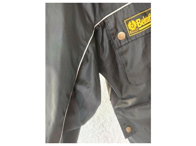 Belstaff Black Polyester Coat with Plaid Lining - view 6