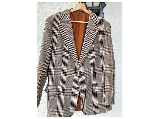 Autre Marque Blazer Fionette da uomo a quadri marrone e beige Nero Bordò - vista 2