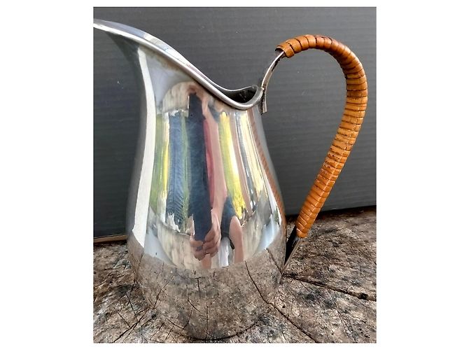 Autre Marque COHR Denmark Silver Pitcher with Wicker Handle Brown Silvery - view 2