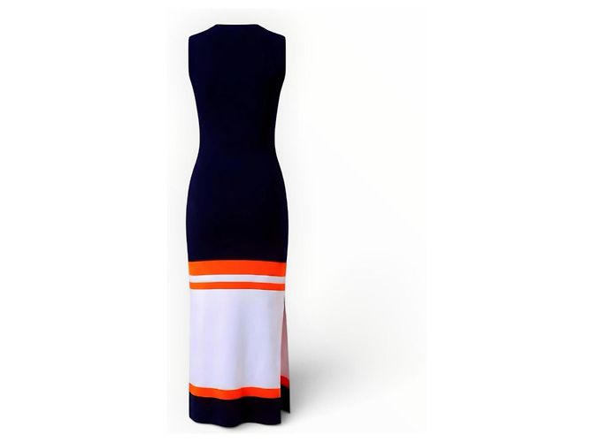 Loewe langes Strickkleid Marineblau Weiß Orange - Ansicht 2