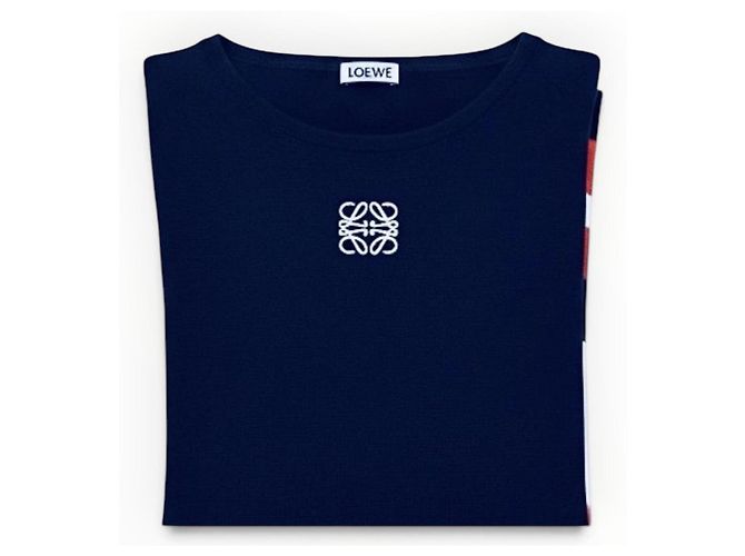 Loewe langes Strickkleid Marineblau Weiß Orange - Ansicht 20