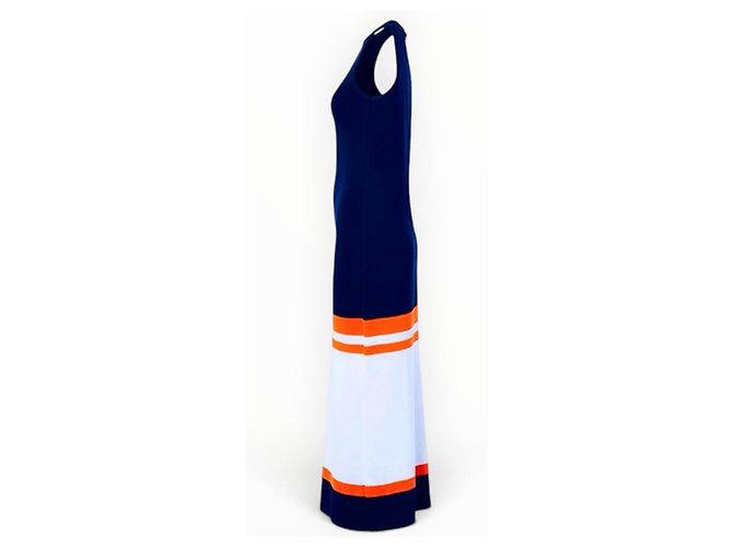 Loewe langes Strickkleid Marineblau Weiß Orange - Ansicht 3