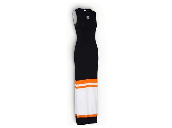 Loewe langes Strickkleid Marineblau Weiß Orange - Ansicht 4