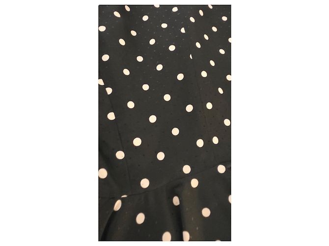 Completo Cacharel in Viskose a Pois Giacca e Gonna Nero Bianco - vista 11