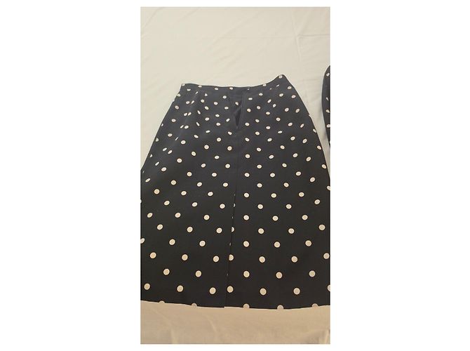 Completo Cacharel in Viskose a Pois Giacca e Gonna Nero Bianco - vista 12