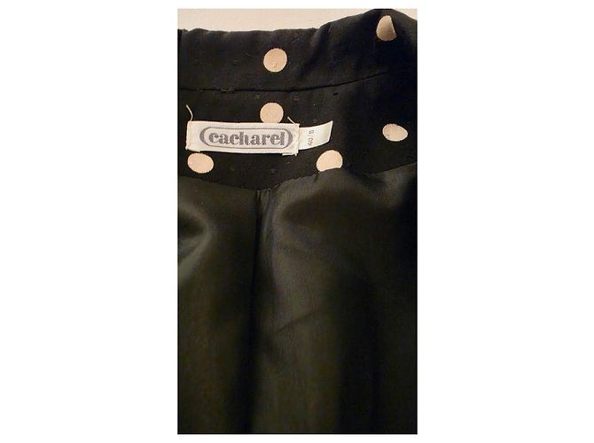 Completo Cacharel in Viskose a Pois Giacca e Gonna Nero Bianco - vista 2