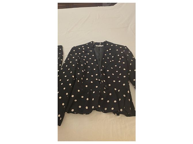 Completo Cacharel in Viskose a Pois Giacca e Gonna Nero Bianco - vista 3
