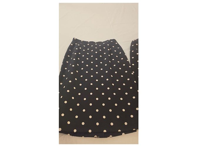 Completo Cacharel in Viskose a Pois Giacca e Gonna Nero Bianco - vista 4