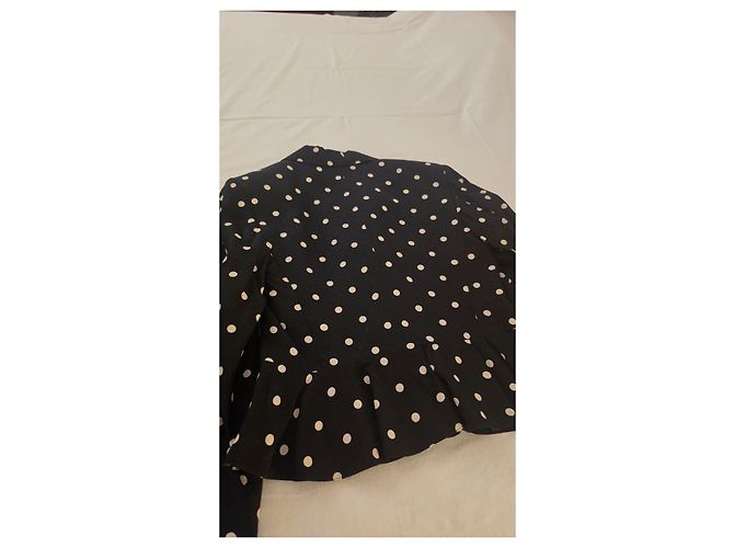 Completo Cacharel in Viskose a Pois Giacca e Gonna Nero Bianco - vista 6