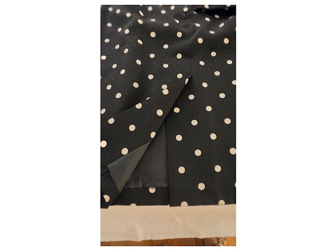 Completo Cacharel in Viskose a Pois Giacca e Gonna Nero Bianco - vista 9