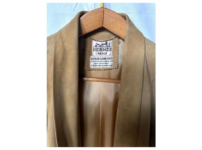 Hermès Giacca Lunga in Camoscio Camel Cammello - vista 2