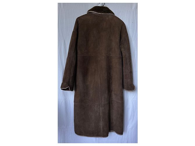 Autre Marque Seminole langer brauner Lammfellmantel mit Pelzfutter - Ansicht 5