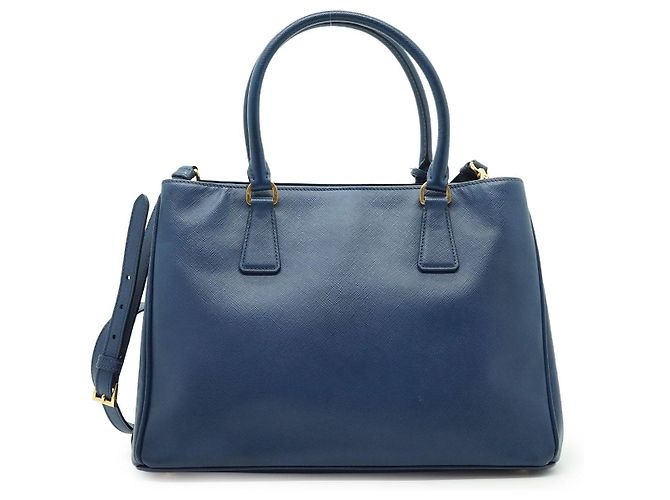 Prada Borsa Tote Galleria Large 2 vie in pelle Saffiano blu con tracolla - vista 2