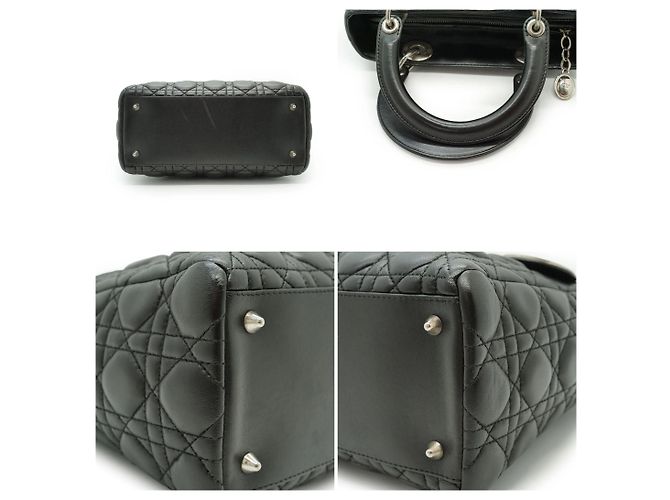 Dior Borsa Lady Medium in pelle Cannage nera Christian Nero - vista 4