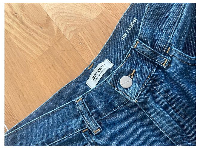 Autre Marque Carhartt weite blaue Baumwolljeans - Ansicht 2