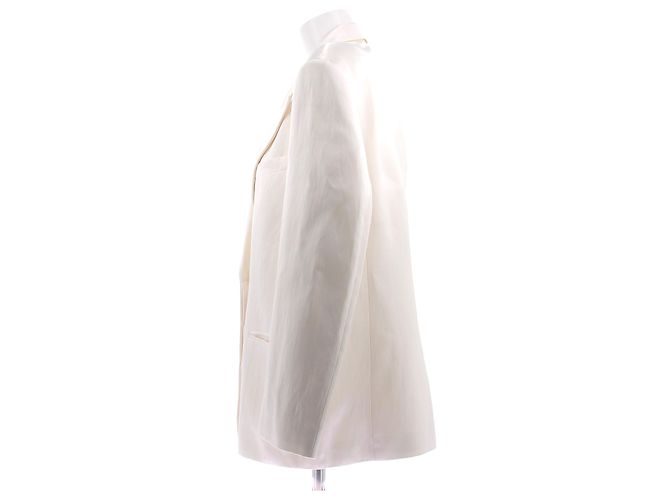 Magda Butrym Blazer de lana satinado crema Beige - vista 4