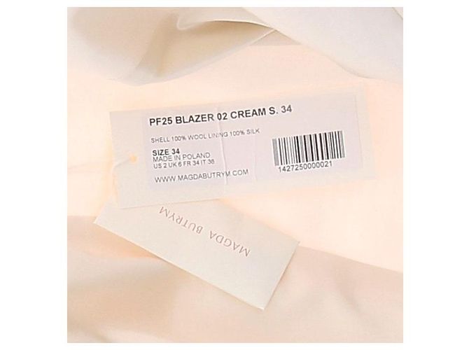 Magda Butrym Blazer de lana satinado crema Beige - vista 6