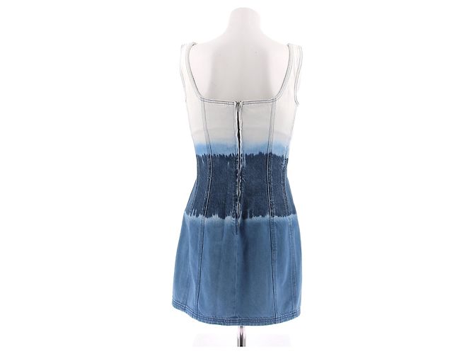 Alberta Ferretti Mini abito in denim bianco e blu - vista 2