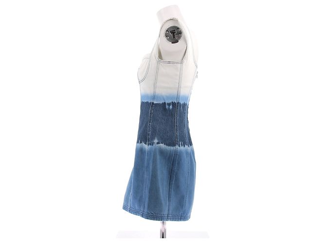 Alberta Ferretti Mini abito in denim bianco e blu - vista 4