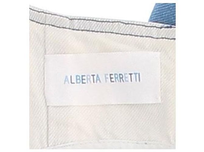 Alberta Ferretti Mini abito in denim bianco e blu - vista 6