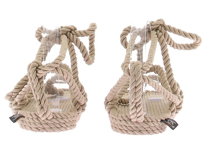 Autre Marque Sandali stringati beige "Romano" - vista 6