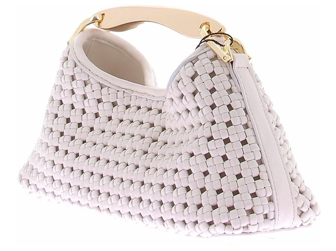 Autre Marque Borsa in pelle intrecciata bianca "Boomerang" Bianco - vista 2