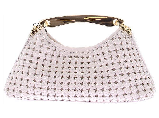 Autre Marque Borsa in pelle intrecciata bianca "Boomerang" Bianco - vista 3
