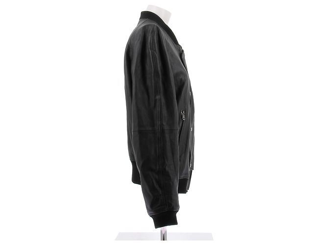 Giacca in pelle nera Givenchy Taglia 52 Nero - vista 3