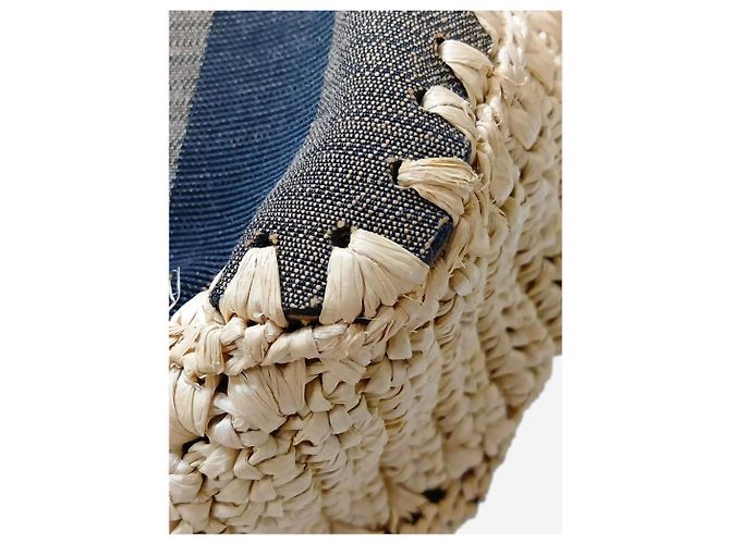 Fendi Borsa Baguette marrone in tela e rafia - vista 14