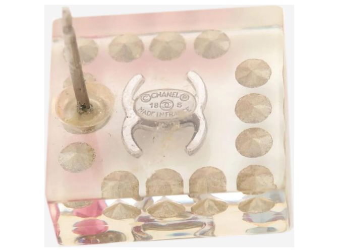 Chanel Orecchini quadrati in lucite trasparente e strass - vista 4