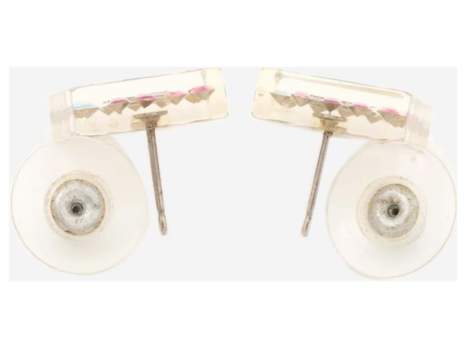 Chanel Orecchini quadrati in lucite trasparente e strass - vista 5