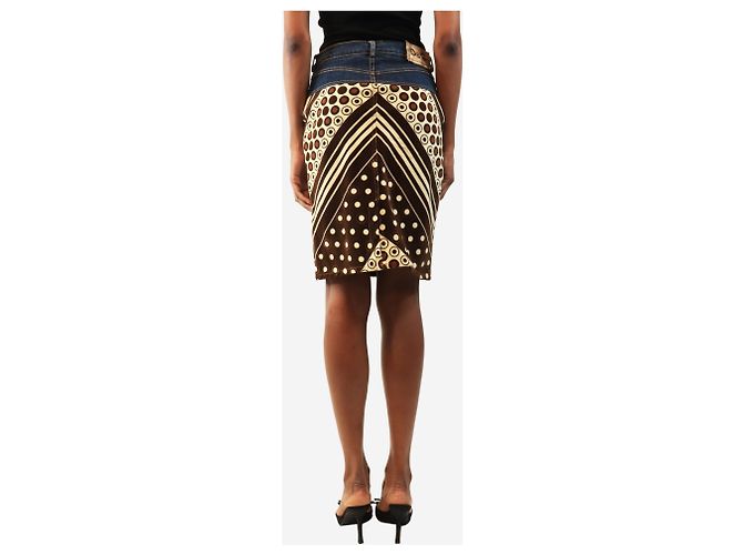 Dolce & Gabbana Gonna vintage stampata marrone e blu - size XS - vista 3