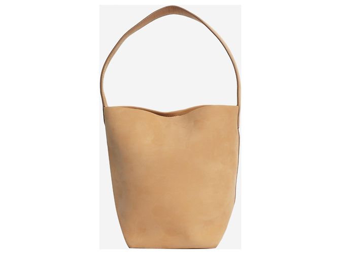 The row Borsa a secchiello in camoscio beige - vista 2