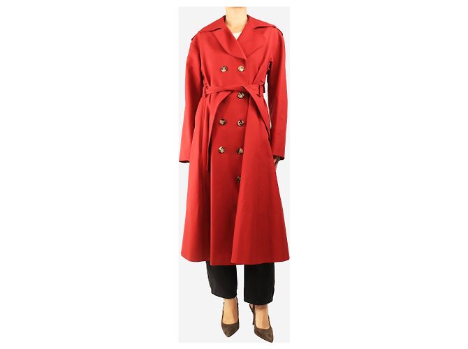 Khaite Gabardina roja cruzada con cinturón - size UK 8 - vista 3