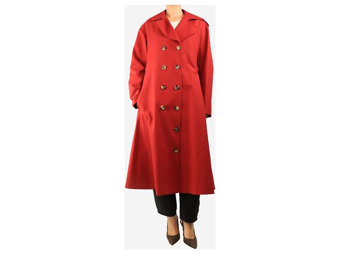 Khaite Gabardina roja cruzada con cinturón - size UK 8 - vista 4