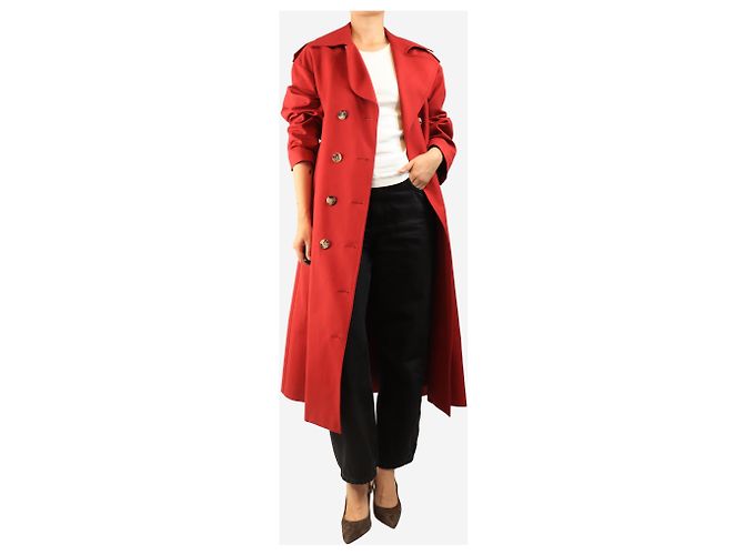 Khaite Gabardina roja cruzada con cinturón - size UK 8 - vista 5