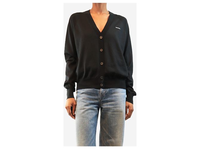 Miu Miu Logo-Cardigan Schwarz - size UK 4 - Ansicht 3