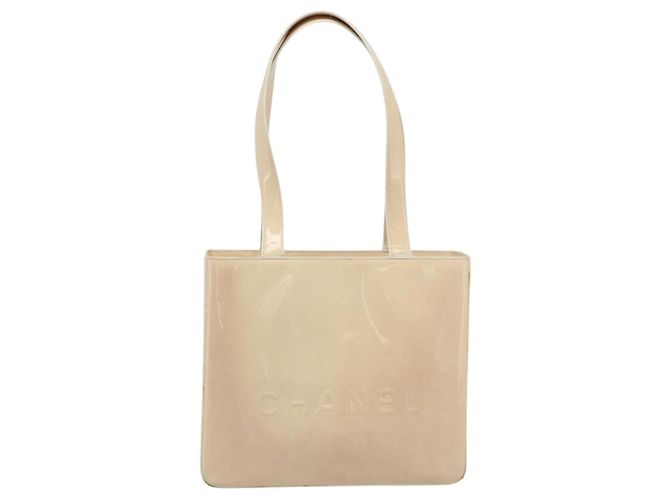 CHANEL Tote Bag Patent leather Ivory Gold CC - vista 2