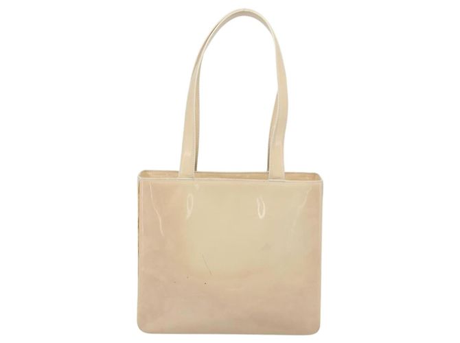 CHANEL Tote Bag Patent leather Ivory Gold CC - vista 3