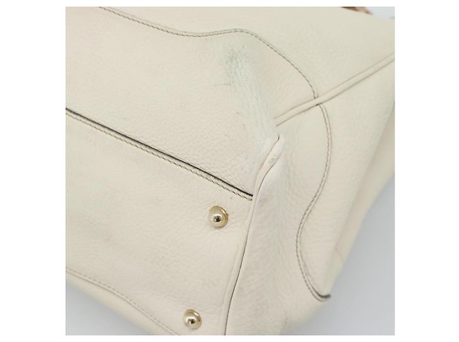 GUCCI Bamboo Hand Bag Leather White Gold 282317 - vista 12