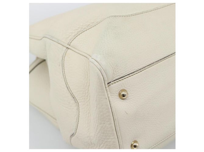 GUCCI Bamboo Hand Bag Leather White Gold 282317 - vista 13